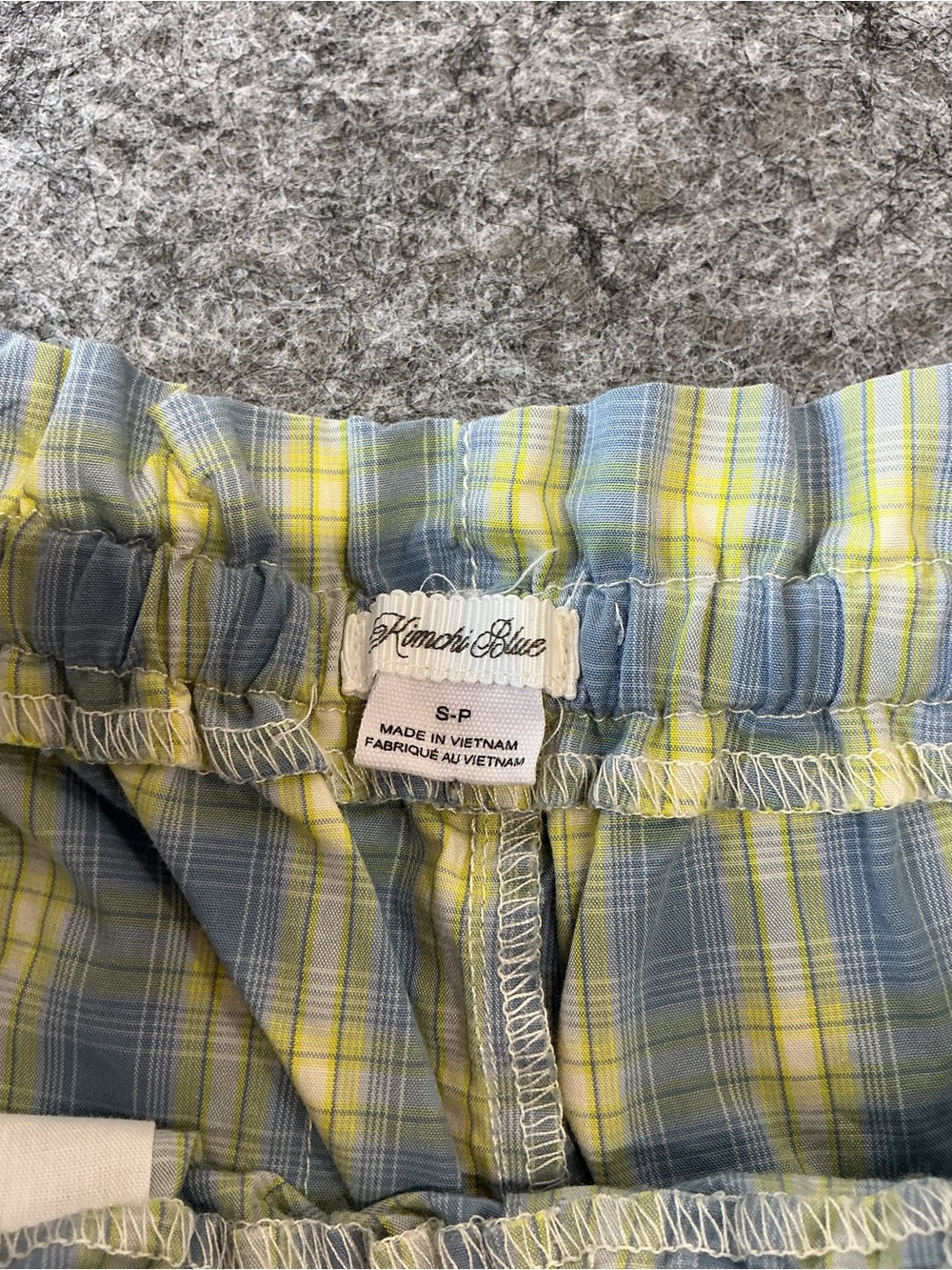 Kimchi Blue Wide-Leg Plaid Lounge Pants in Blue and Yellow Size S - Picture 3 of 4